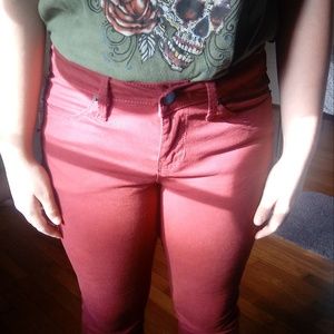 maroon jeans